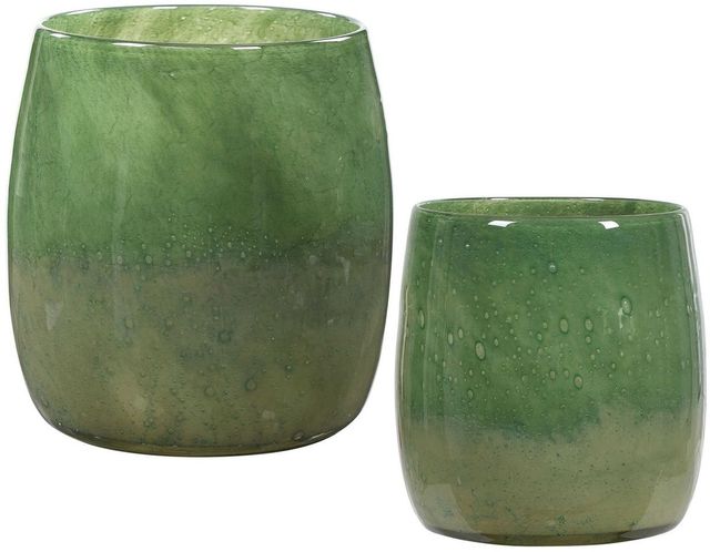 Uttermost® by Carolyn Kinder Matcha 2-Piece Green Glass Vases-0