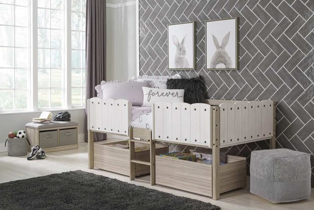 Signature Design by Ashley® Wrenalyn Two-Tone Twin Loft Bed with Under Bed Bin Storage-3