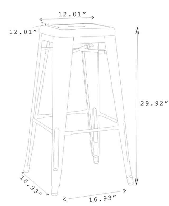 Chintaly Imports Alfresco Set of 4 Red Galvanized Steel Bar Stool ...