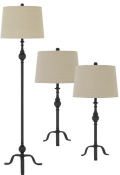 Cal® Lighting & Accessories 3-Piece Iron Lamp Set