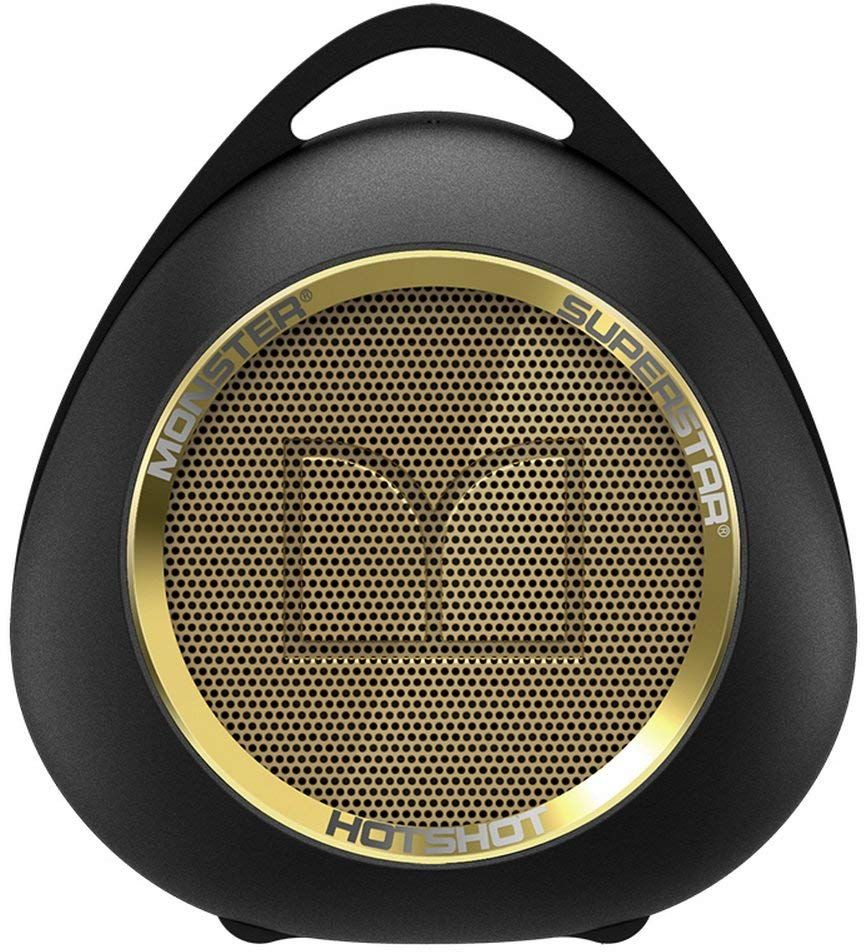 black and gold bluetooth speaker