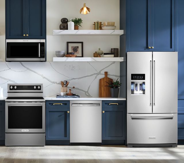 KitchenAid 4 Piece Kitchen Package with a 26.8 Cu. Ft. Stainless Steel with PrintShield™ Finish French Door Refrigerator