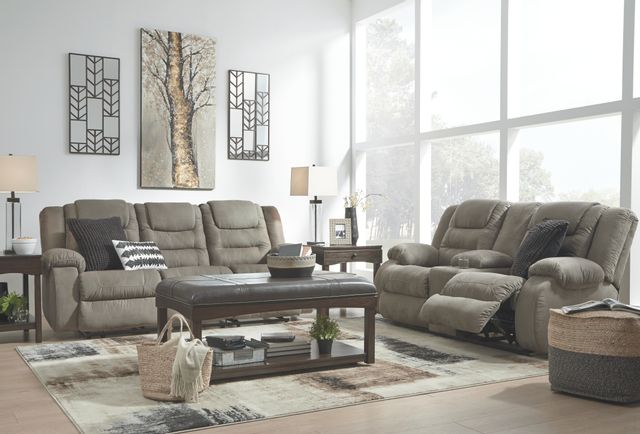 Signature Design by Ashley® McCade Cobblestone Double Reclining Loveseat with Console 5