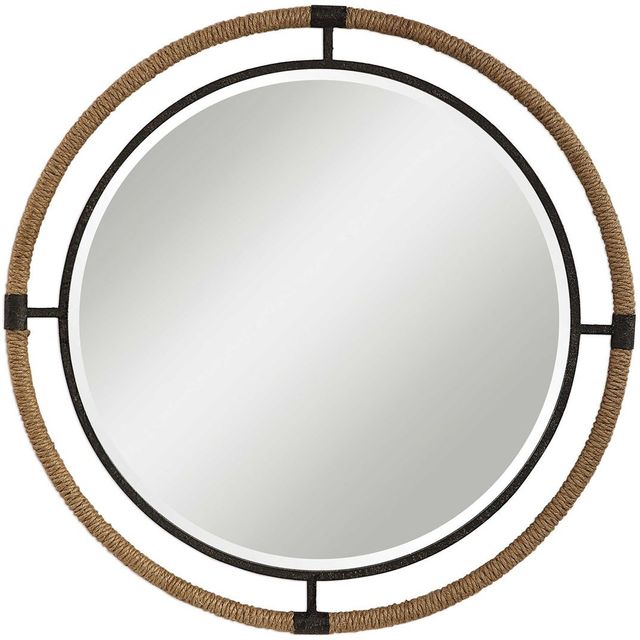 Uttermost® by Grace Feyock Melville Coastal Rust Black Round Mirror-0