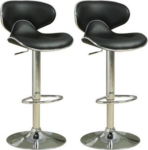 Coaster® Edenton Set of 2 Black/Chrome Upholstered Adjustable Stools