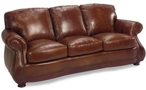 USA Premium Leather Furniture 9055 Brandy Gator All Leather Sofa