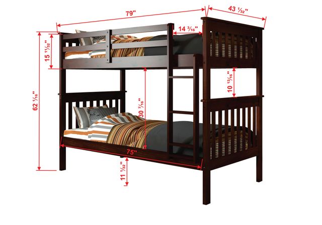 Donco Trading Company Mission Twin/Twin Bunkbed with Trundle Bed-1