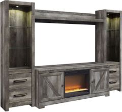Signature Design by Ashley® Wynnlow 4-Piece Rustic Gray Entertainment Center with Fireplace