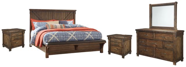 Signature Design by Ashley® Lakeleigh 5-Piece Brown King Panel Bed Set