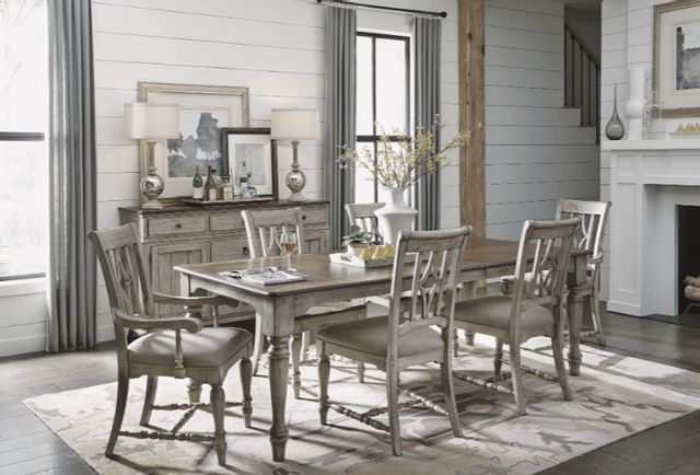 Flexsteel® Plymouth Distressed Graywash Upholstered Dining Chair 4
