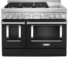 KitchenAid® 48" Imperial Black Smart Commercial-Style Gas Range with Griddle