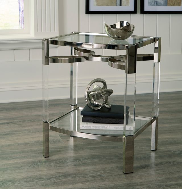 Signature Design by Ashley® Chaseton Clear/Silver Accent Table 3