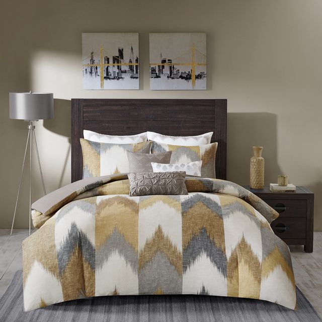 Olliix by INK+IVY Alpine Yellow Full/Queen Cotton Duvet Cover Mini Set-3