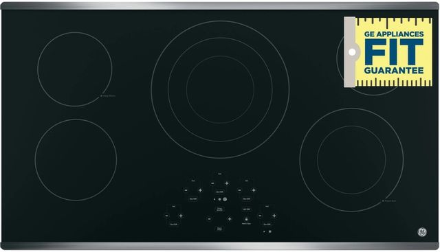 GE® 36" Stainless Steel on Black Electric Cooktop-3