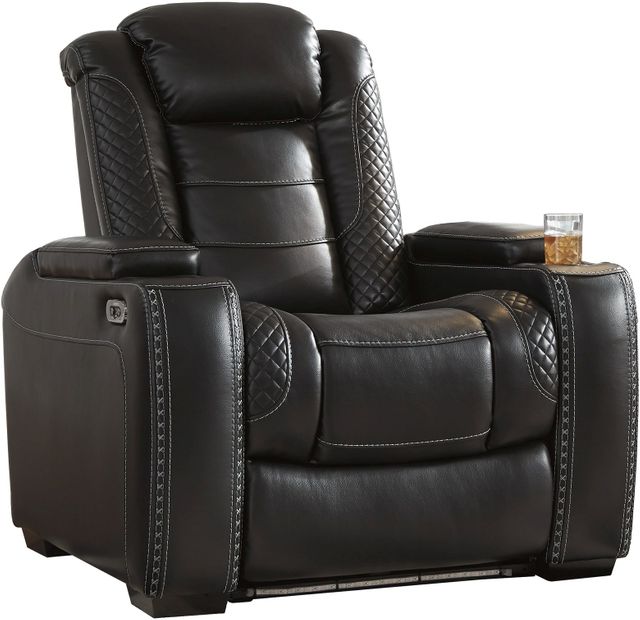 Signature Design by Ashley® Party Time Midnight Powder Recliner with Adjustable Headrest-0