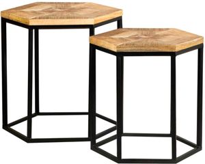 Coaster® 2-Piece Natural/Black Hexagon Nesting Tables