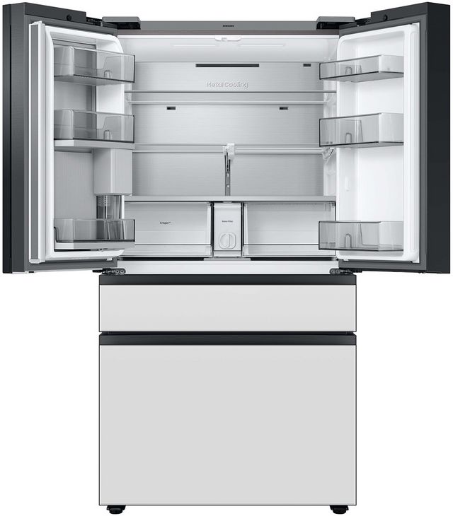 Samsung Bespoke 28.6 Cu. Ft. White Glass French Door Refrigerator-1