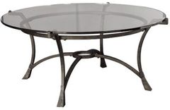 Hammary® Sutton Glass Top Round Cocktail Table with Black Base
