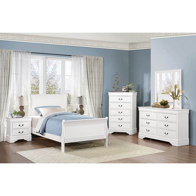 Homelegance Mayville White Youth Twin Sleigh Bed-1