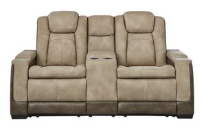 Signature Design by Ashley® Next-Gen DuraPella Two-tone Sand Power Reclining Loveseat with Console