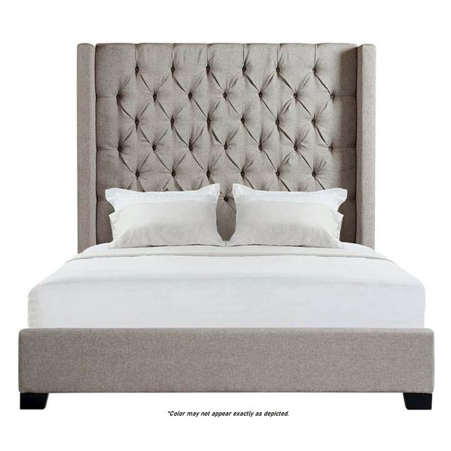 Elements International Morrow Taupe King Upholstered Bed-1