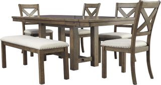 Signature Design by Ashley® Moriville 6-Piece Grayish Brown Dining Table Set