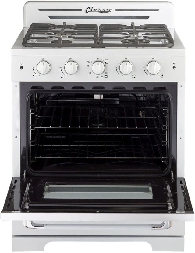 Unique® Appliances Classic Retro 30" Marshmallow White Freestanding Natural Gas Range 1