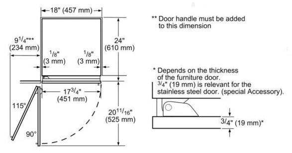 Thermador® Freedom Collection 17.75" Stainless Steel Freezer Column Handleless Door Panel-2