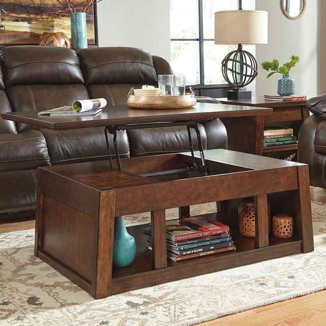 Signature Design by Ashley® Harpan Reddish Brown Lift Top Coffee Table 2