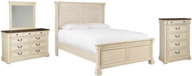 Signature Design by Ashley® Bolanburg 4-Piece Antique White Queen Panel Bed Set