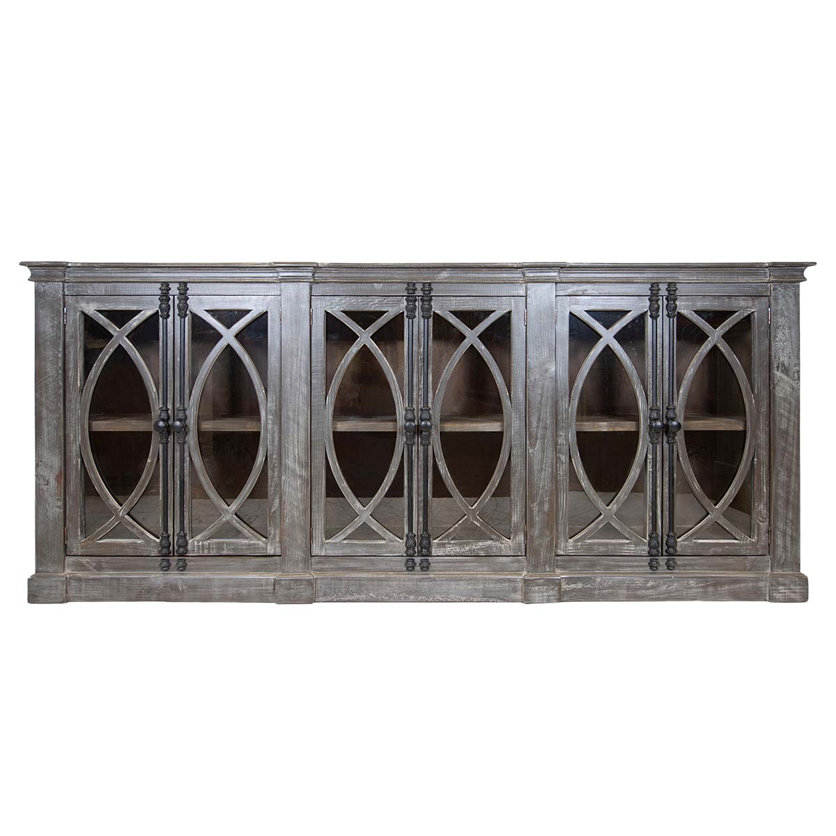 Rustic Imports Bari 6-Door Weathered Glass Console