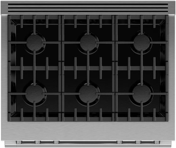 Fisher & Paykel Series 9 36" Stainless Steel with Black Glass Pro Style Dual Fuel Range 7