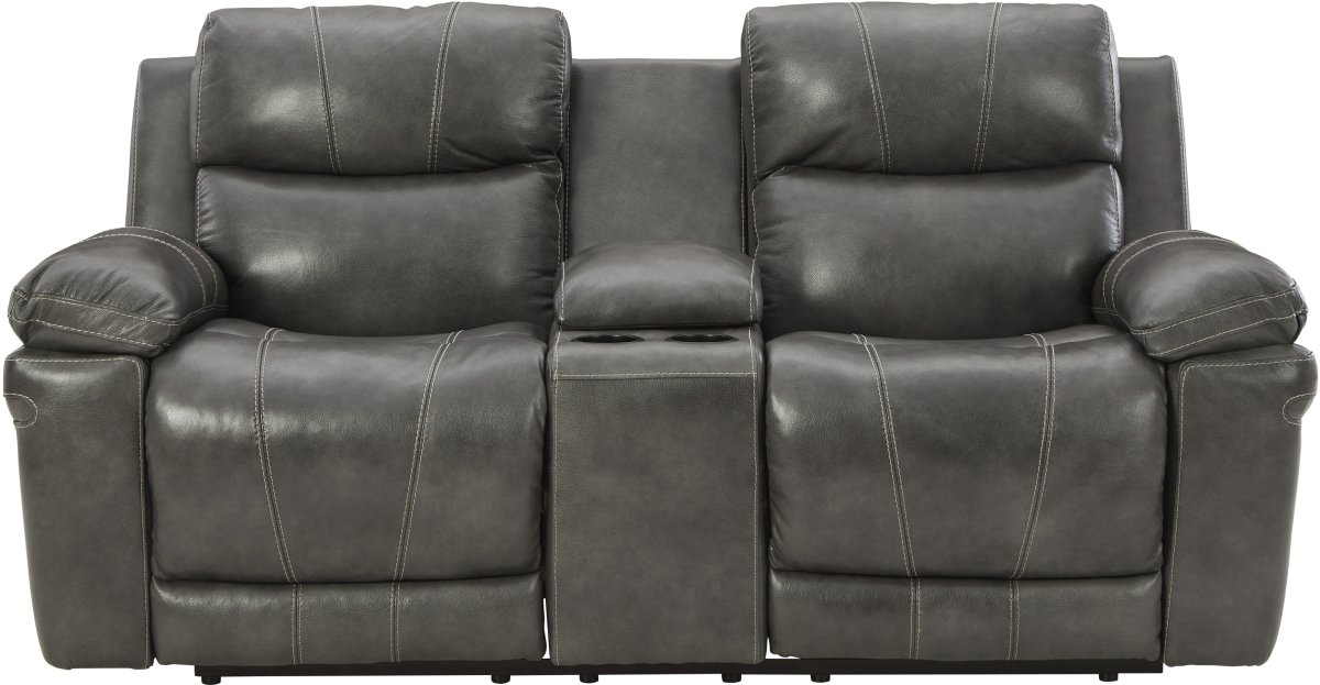 Signature Design by Ashley® Edmar Charcoal Leather Power Recline Loveseat