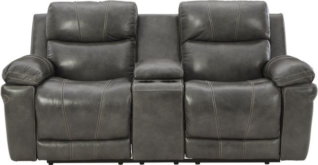Signature Design by Ashley® Edmar Charcoal Leather Power Recline Loveseat-0