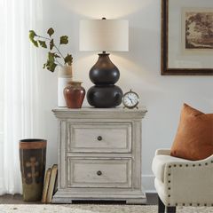 Liberty Furniture Big Valley Whitestone Finish with Heavy Distressing 2 Drawer Nightstand With Charging Station