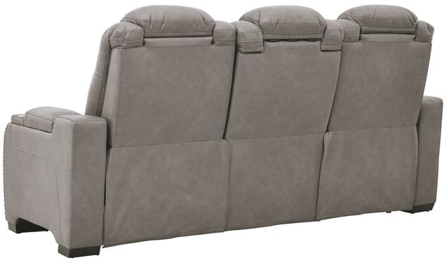 Signature Design by Ashley® The Man-Den Gray Leather Power Reclining Sofa with Adjustable Headrest-3