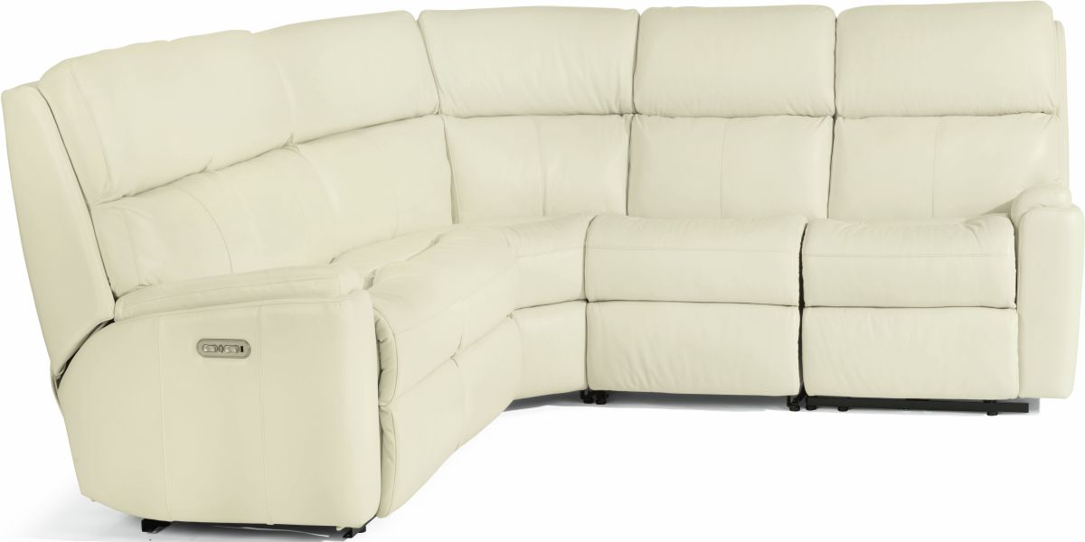 Flexsteel® Rio White Power Reclining Sectional with Power Headrests