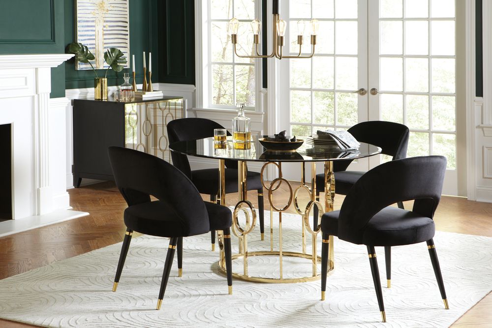 gold dining table set for 6