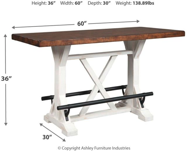 Table hauteur comptoir rectangulaire hauteur comptoir Valebeck, brun, Signature Design by Ashley® 3