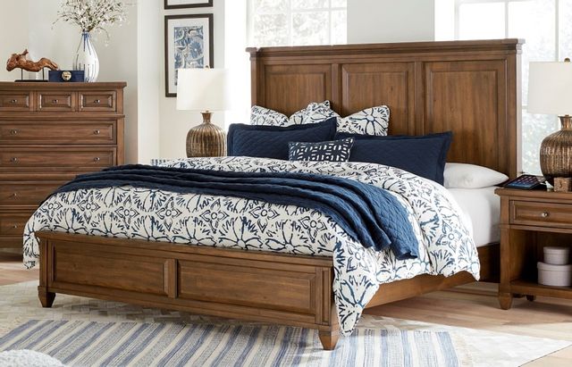 Aspenhome Thornton Sienna King Bed, Dresser, Mirror with Jewelry Storage, Chest and 1 Nightstand 4