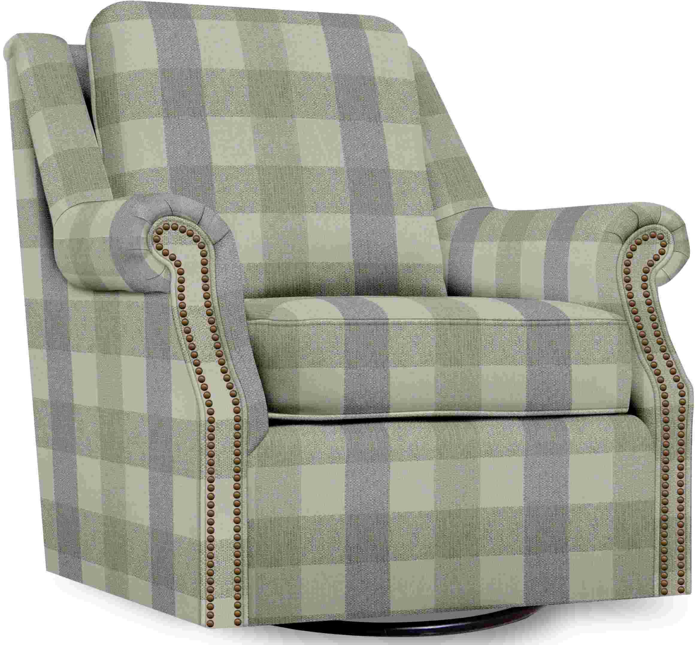 England Furniture Annie Affair Seaspray Swivel Glider Chair with Nails