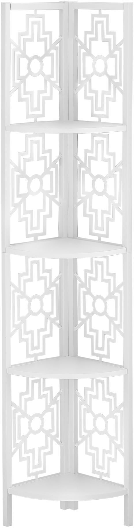 Monarch Specialties Inc. White 62" Metal Corner Etagere Bookcase 1