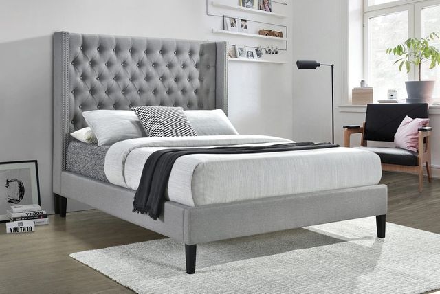 Coaster® Summerset Light Grey Upholstered Queen Bed 5