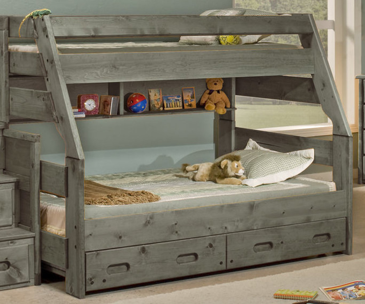 Trendwood Inc. Bunkhouse High Sierra Driftwood Twin/Full Bunk Bed with