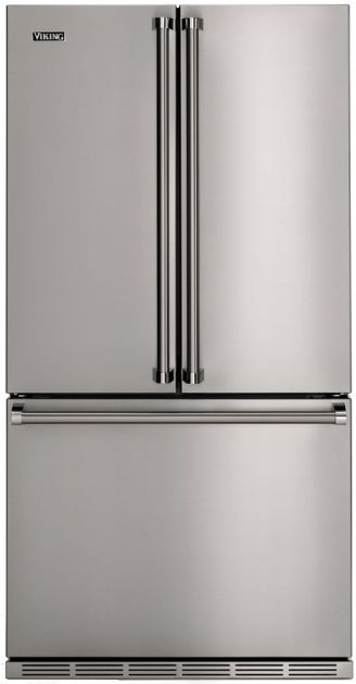 Viking® 3 Series 19.8 Cu. Ft. Stainless Steel Counter Depth Freestanding French Door Refrigerator 0