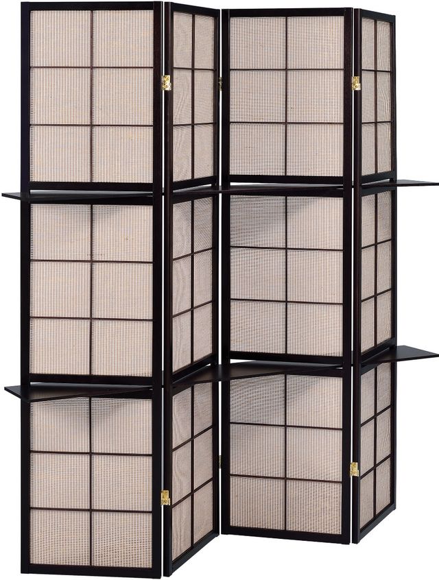 Coaster® Iggy Tan/Cappuccino 4-Panel Folding Screen with Removable Shelves