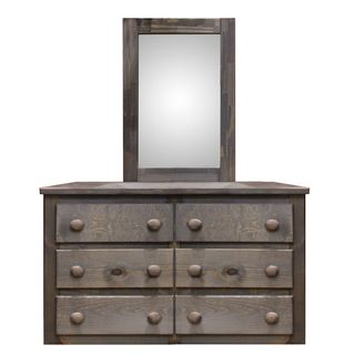 Pine Crafter Furniture Walnut 6-Drawer Youth Dresser & Mirror