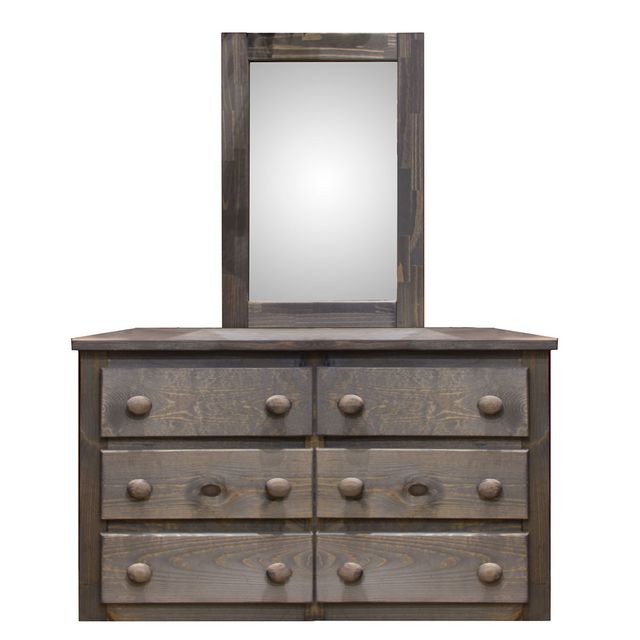 Pine Crafter Furniture Walnut 6-Drawer Youth Dresser & Mirror-0