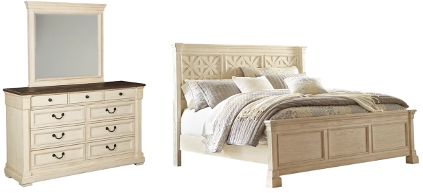 Signature Design by Ashley® Bolanburg 3-Piece Antique White Queen Panel Bed Set