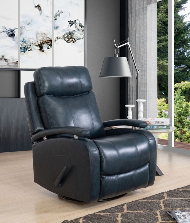 BarcaLounger Duffy Ryegate Sapphire Blue Swivel Glider Leather Recliner-3